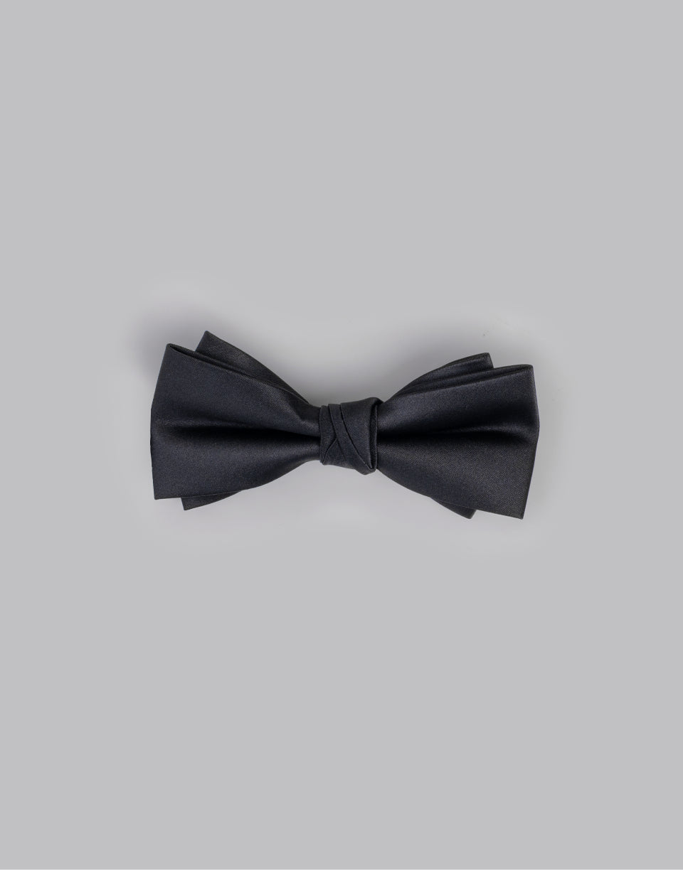 Satin Double-Layer Small Bow Tie / Noir
