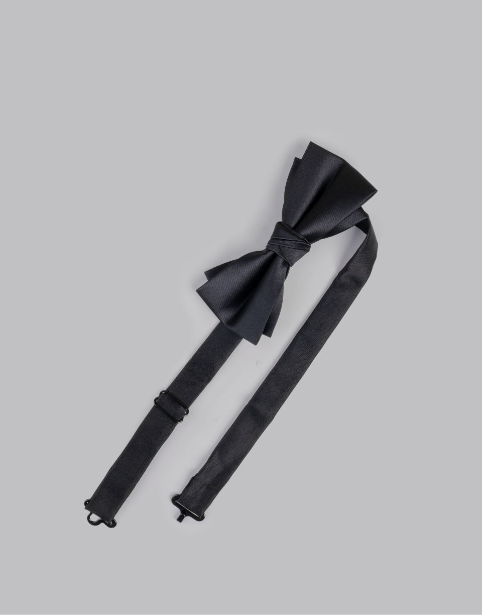 Satin Double-Layer Small Bow Tie / Noir