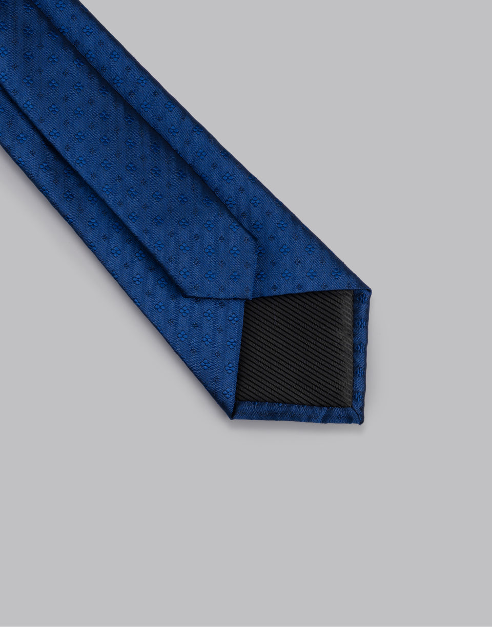 Brocade Satin Floral Print Tie / Navy