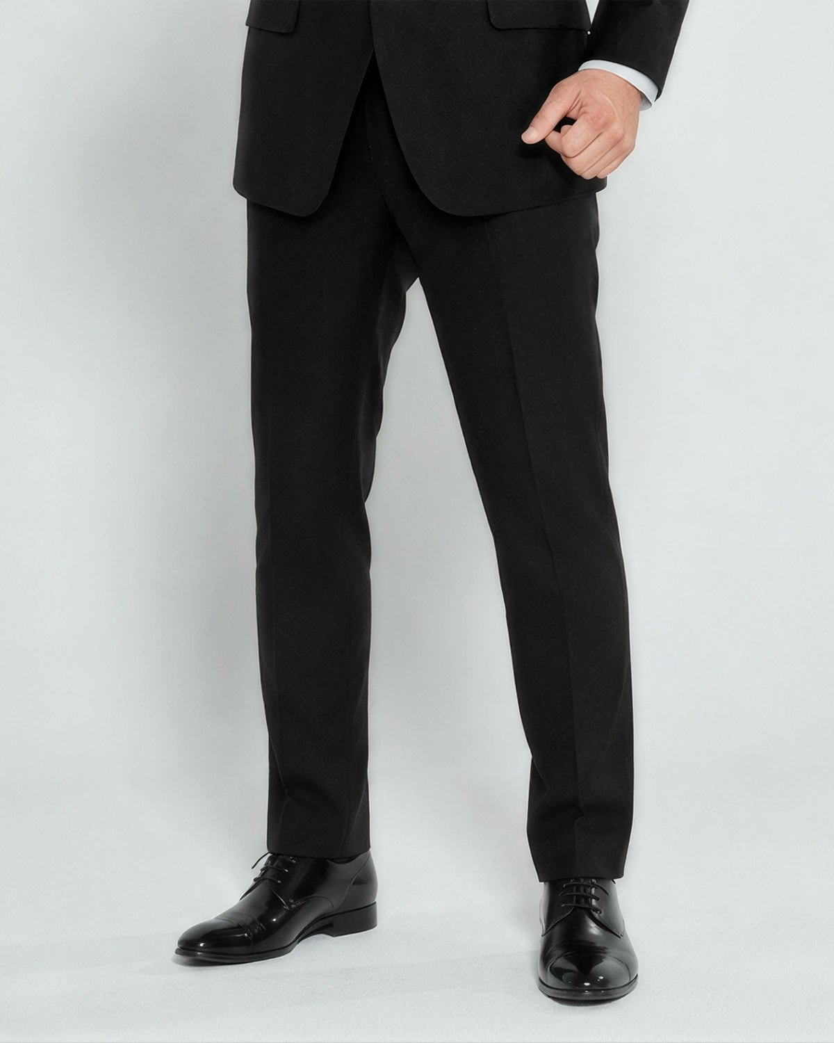 Straight-Cut Polywool Trousers / Onyx Black