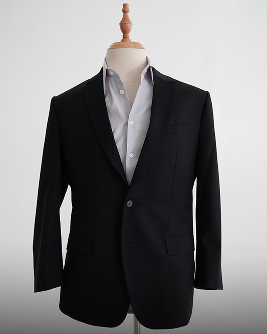 Single-Breasted Polywool Blazer / Onyx Black