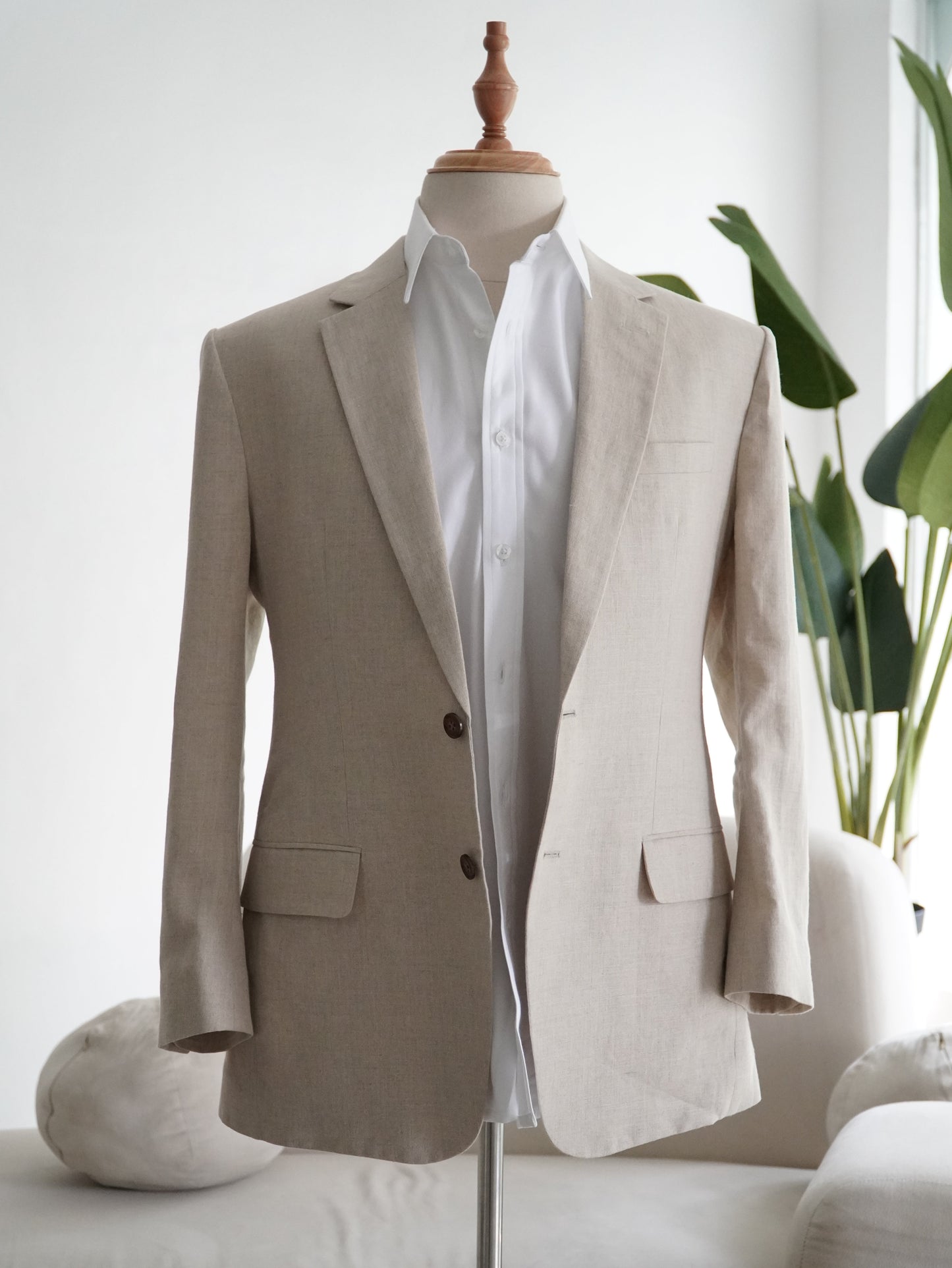 SINGLE BREASTED LINEN COAT MEN