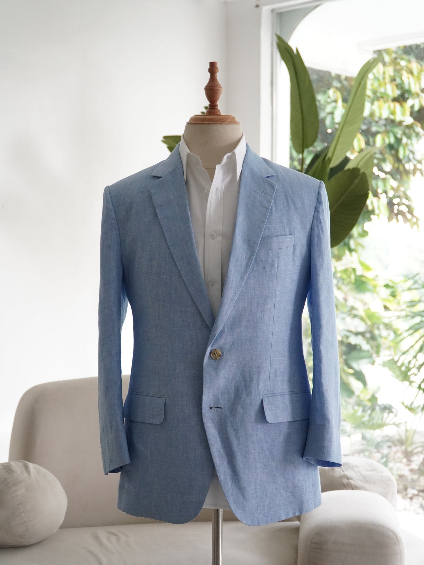 SINGLE BREASTED LINEN COAT MEN