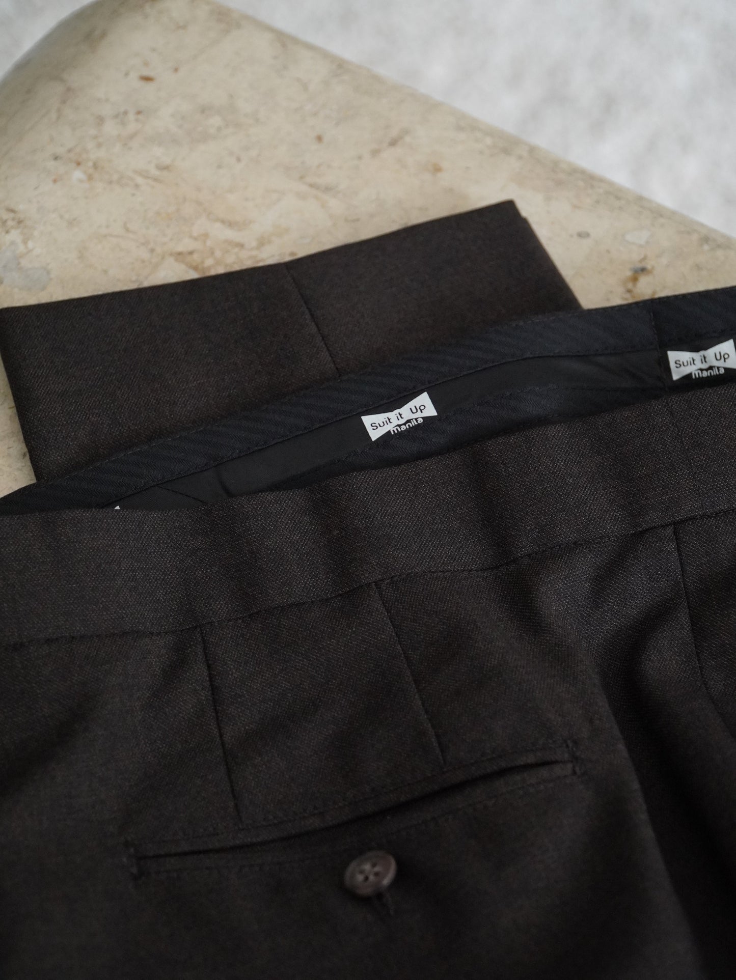 PLAIN FRONT TROUSER POLYWOOL PANTS MEN