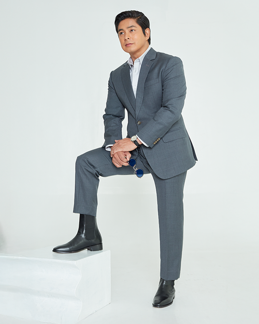 Single-Breasted Polywool Suit / Gunmetal Gray
