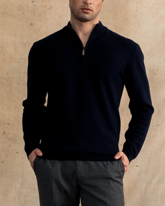 Half-Zip Merino Wool Knit / Navy