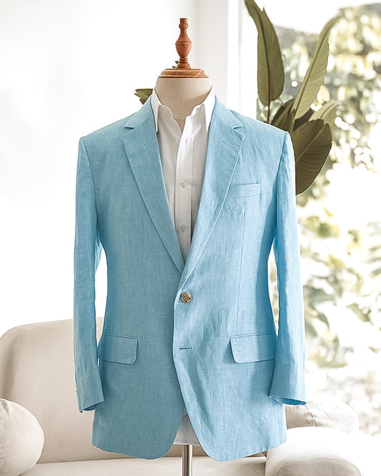 Single-Breasted Linen Suit Jacket / Skyline Linen