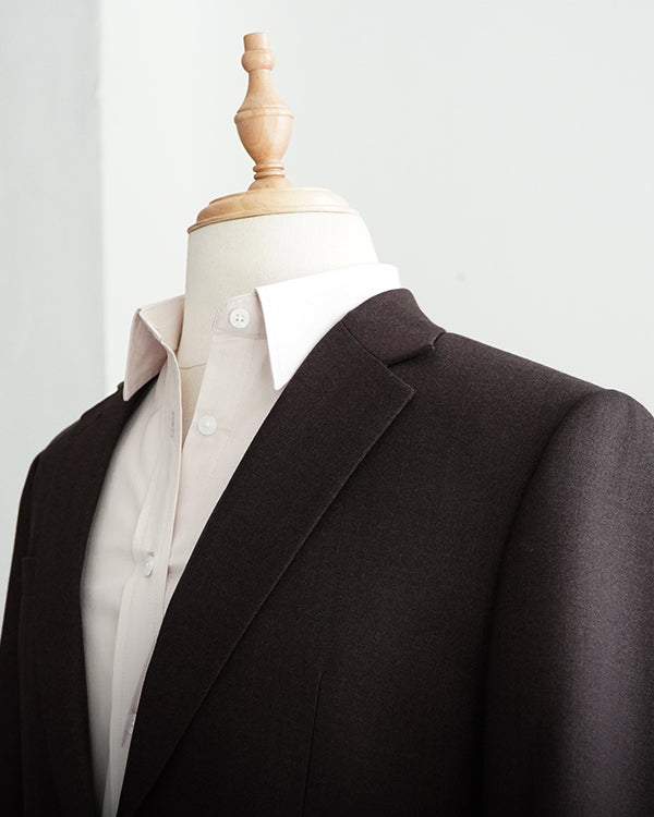 Single-Breasted Polywool Suit / Mahogany