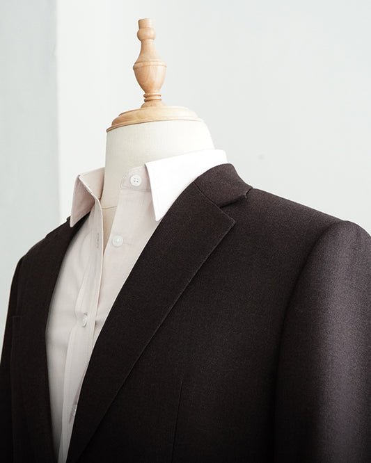 Single-Breasted Polywool Blazer / Mahogany