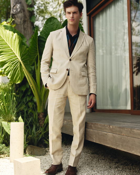 Single-Breasted Linen Suit / Sandstone Linen
