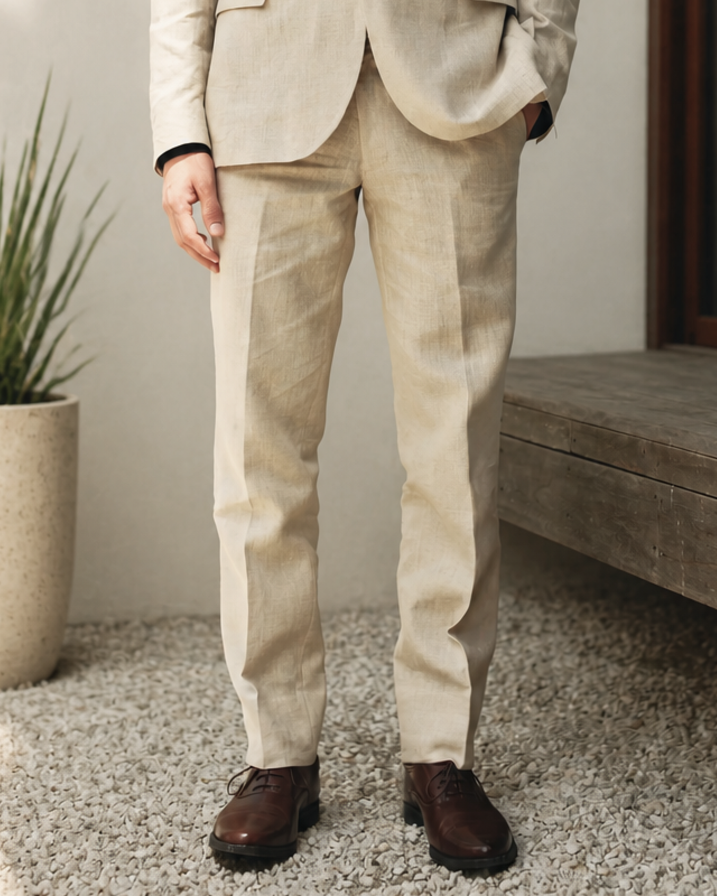 Single-Breasted Linen Suit / Sandstone Linen