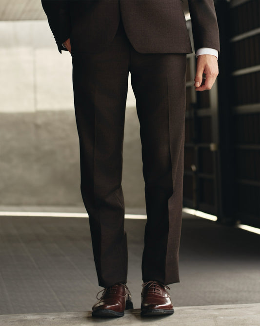 Straight-Cut Polywool Trousers / Mahogany