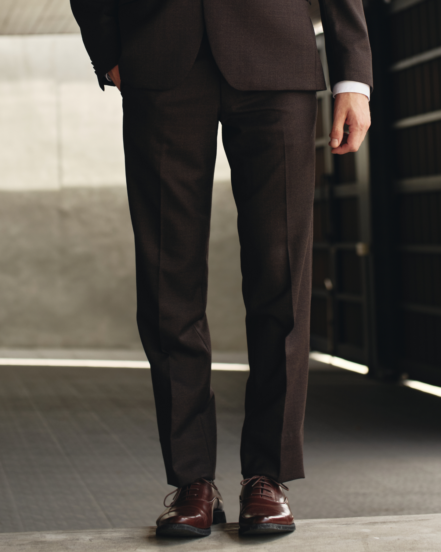 Single-Breasted Polywool Suit / Mahogany