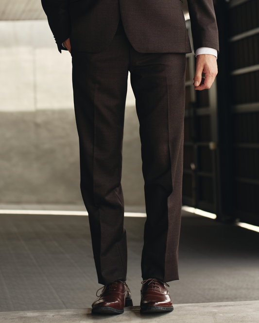 Straight-Cut Polywool Trousers / Mahogany