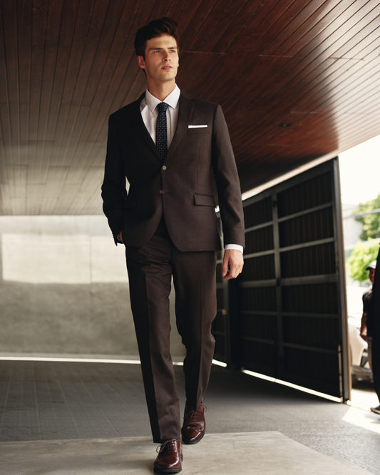 Single-Breasted Polywool Suit / Mahogany