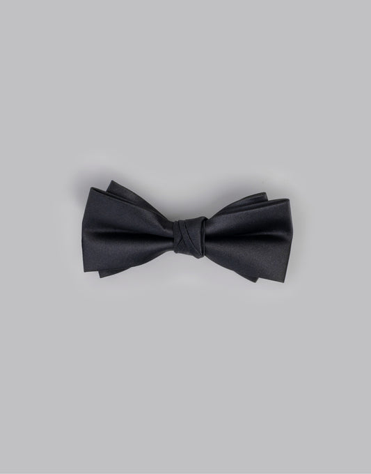 Satin Double-Layer Small Bow Tie / Noir