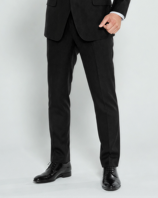 Straight-Cut Polywool Trousers / Onyx Black