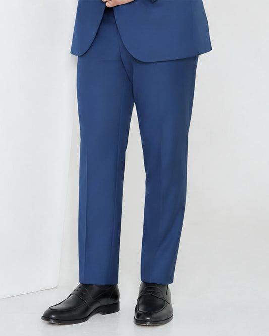 Straight-Cut Polywool Trousers / Oxford Blue