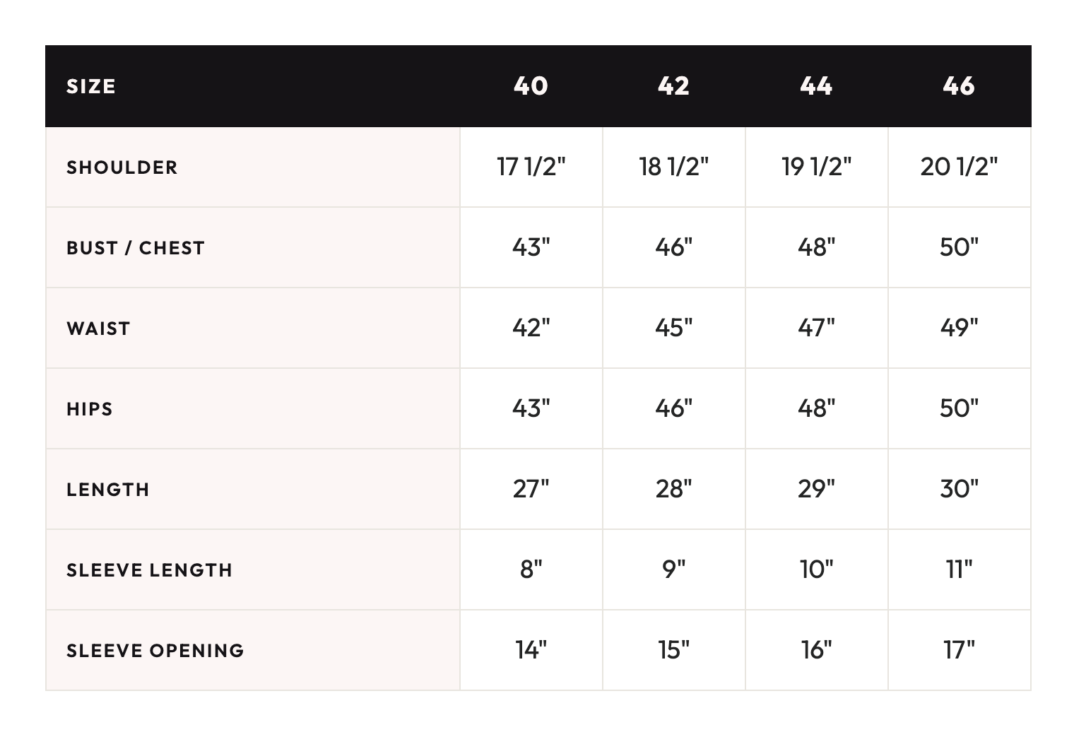 Size guide