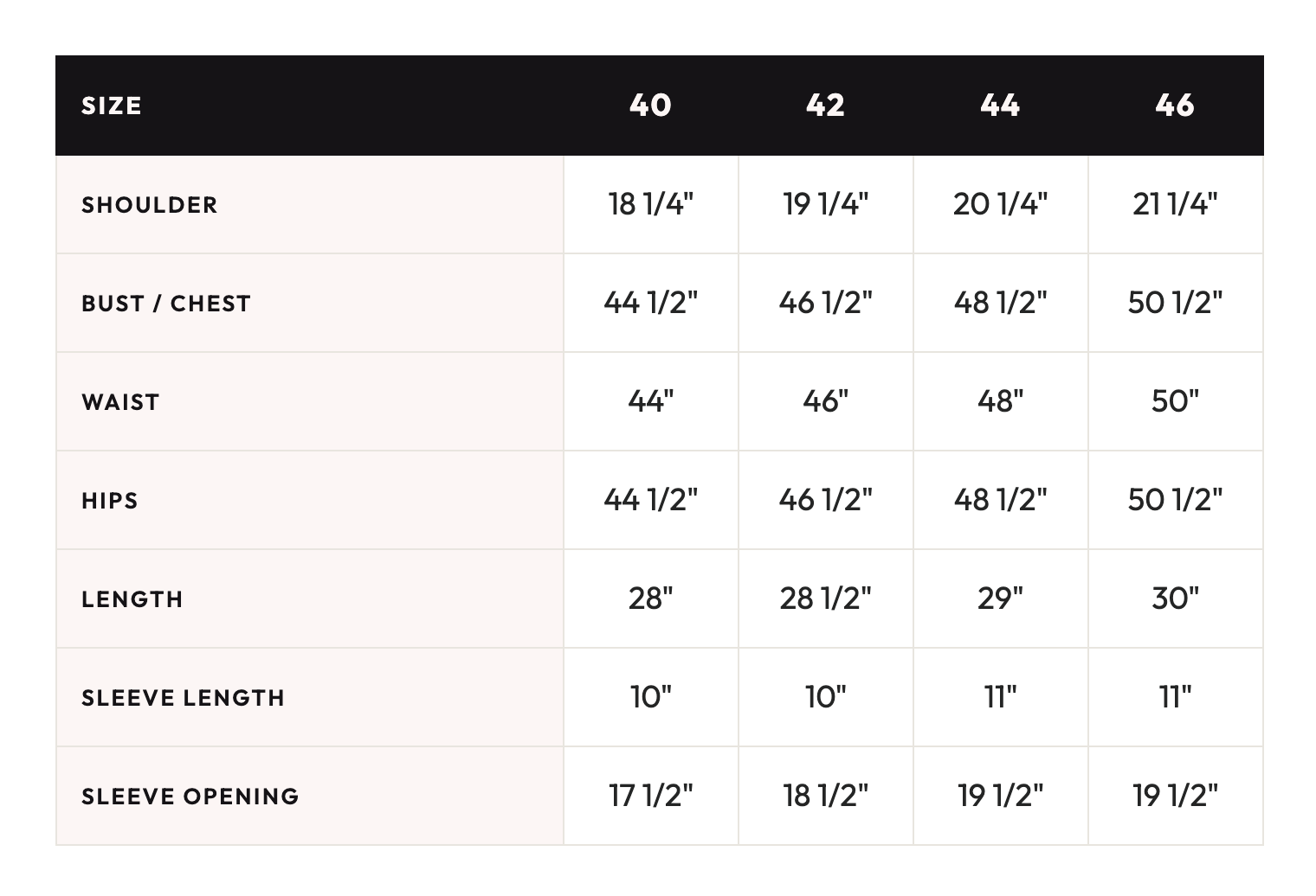 Size guide
