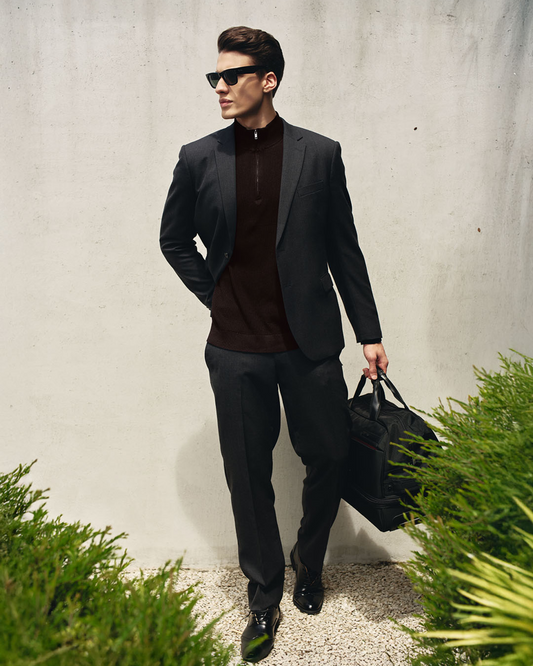 Single-Breasted Polywool Suit / Stone Grey